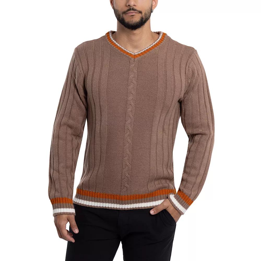 Men's Xray Cable Knit Tipped V-Neck Sweater,  Product Image