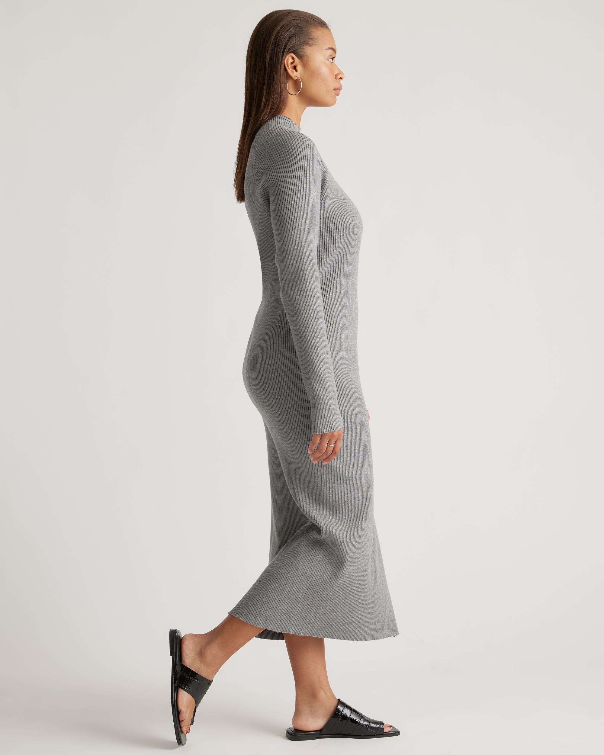 Quince | Women's Eco-Knit Ribbed Mock Neck Sweater Dress Size XL, Viscose Product Image
