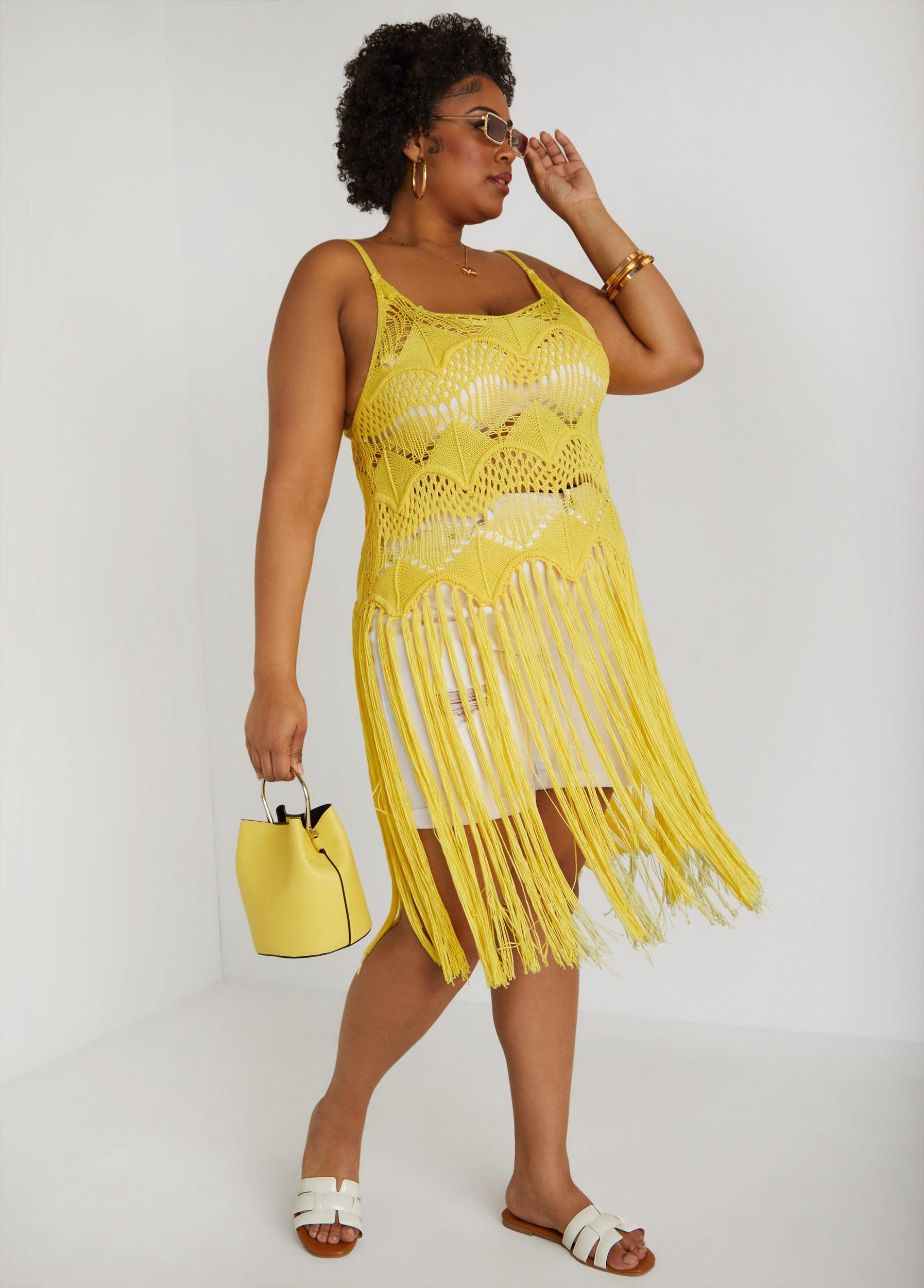 Fringed Crochet Knit Top Product Image