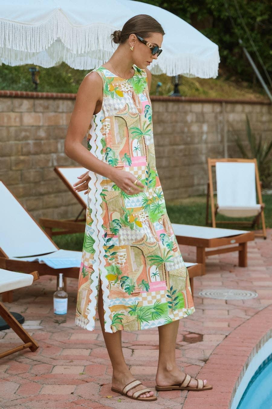 Resort Style Ric Rac Midi Dress Product Image