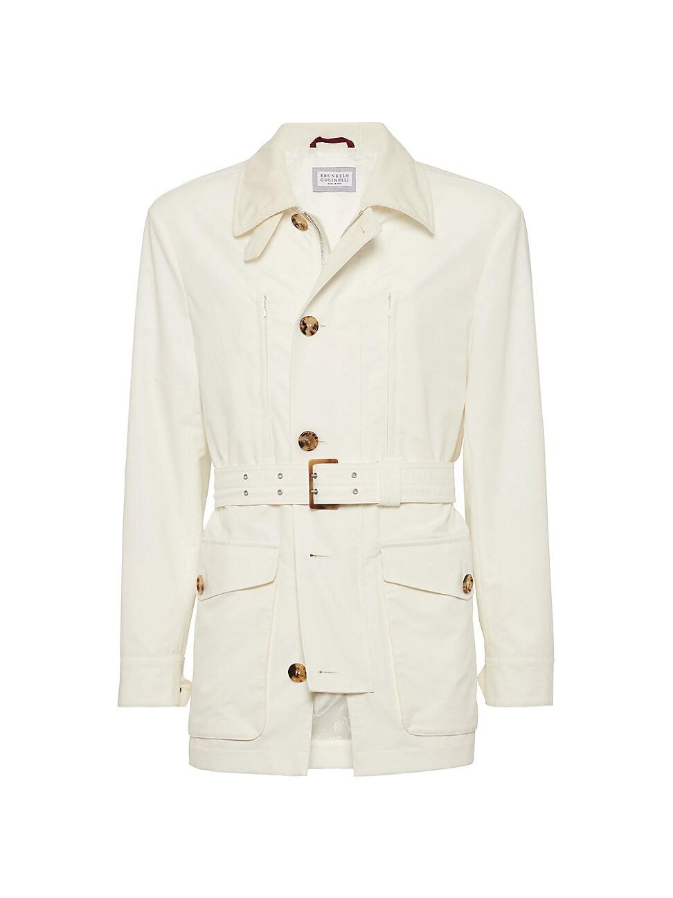 Mens Water Resistant Techno Cotton Gabardine Belted Parka Jacket Product Image