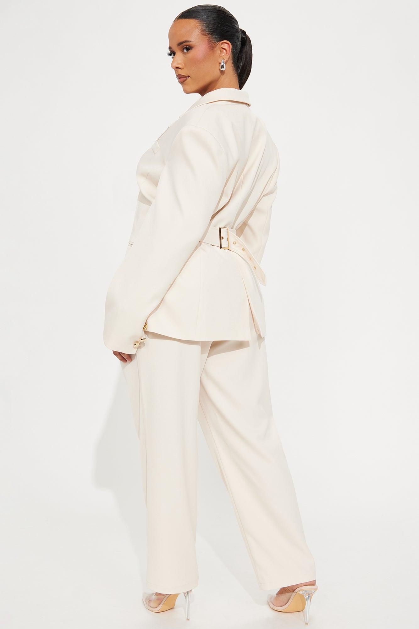 I Rest My Case Fitted Waist Blazer Set - Cream Product Image