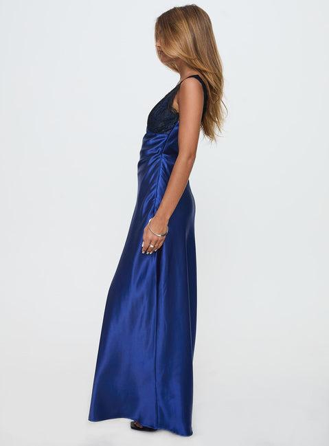 Voila Lace Maxi Dress Navy / Black Product Image
