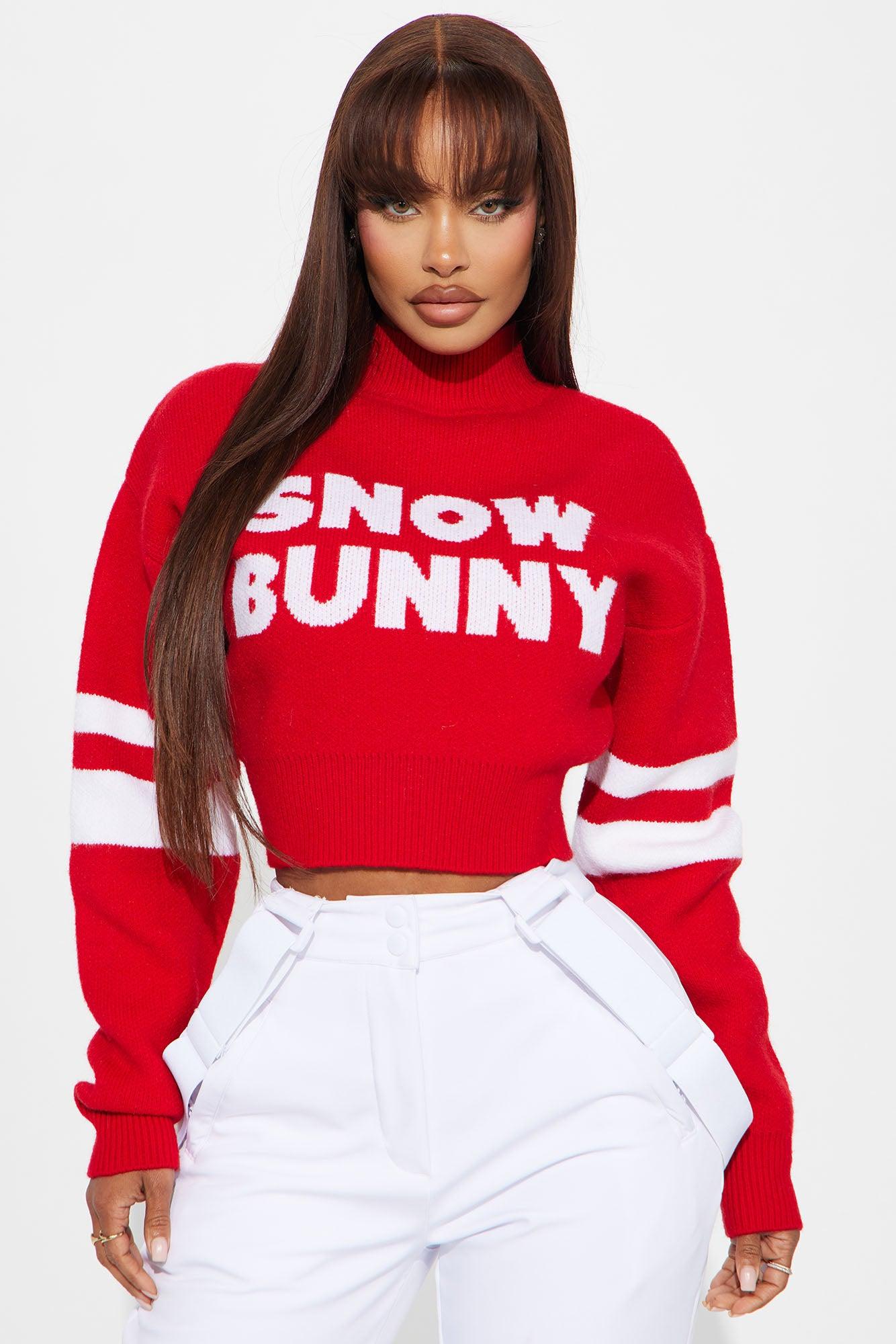 Snow Bunny Cropped Sweater - Red Product Image