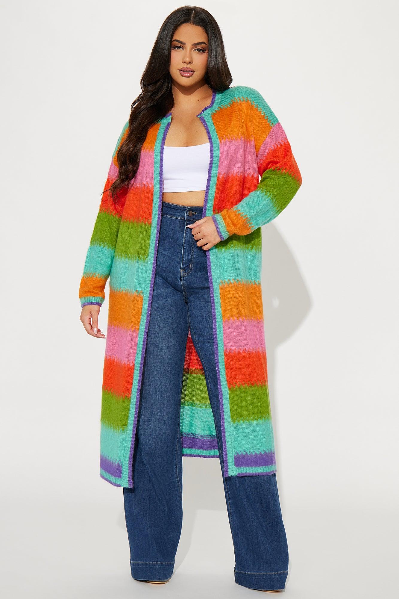 Poppy Striped Long Cardigan - Multi Color Product Image