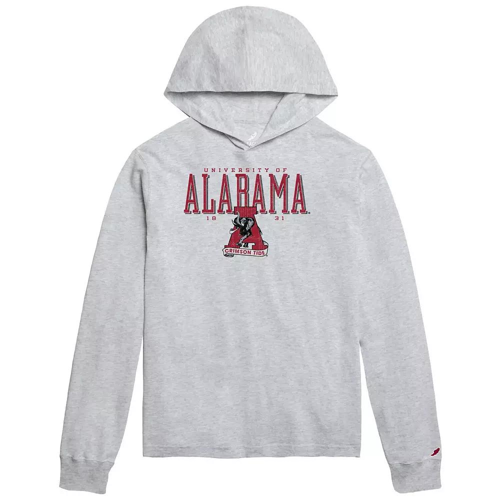 Men's League Collegiate Wear Ash Alabama Crimson Tide Team Stack Tumble Long Sleeve Hooded T-Shirt,  Product Image