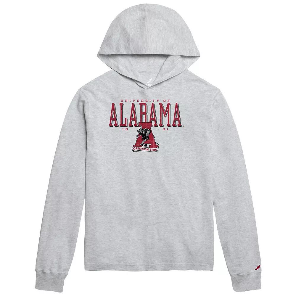 Men's League Collegiate Wear Ash Alabama Crimson Tide Team Stack Tumble Long Sleeve Hooded T-Shirt,  Product Image