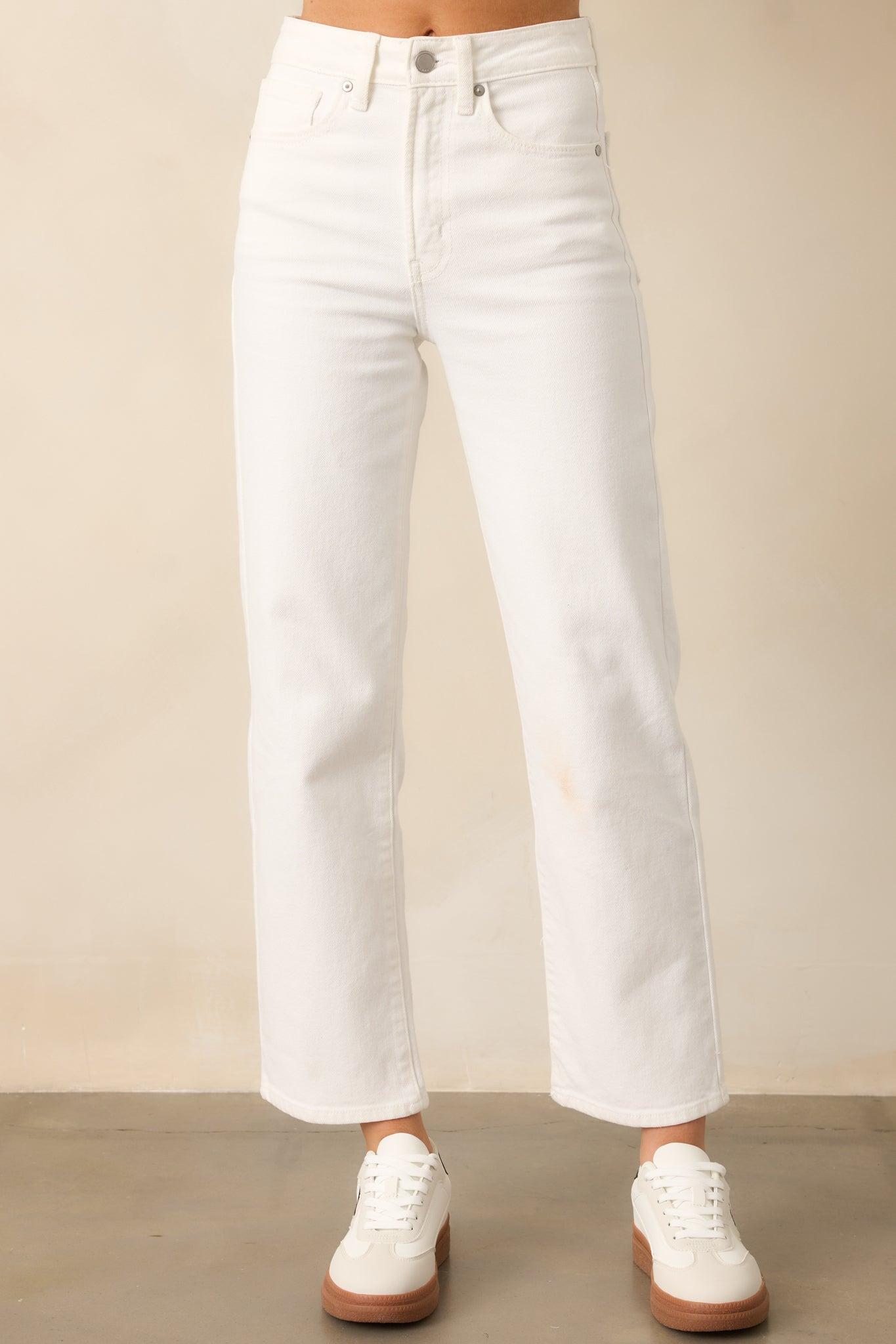 Hard At Work White Straight Leg Jeans Product Image