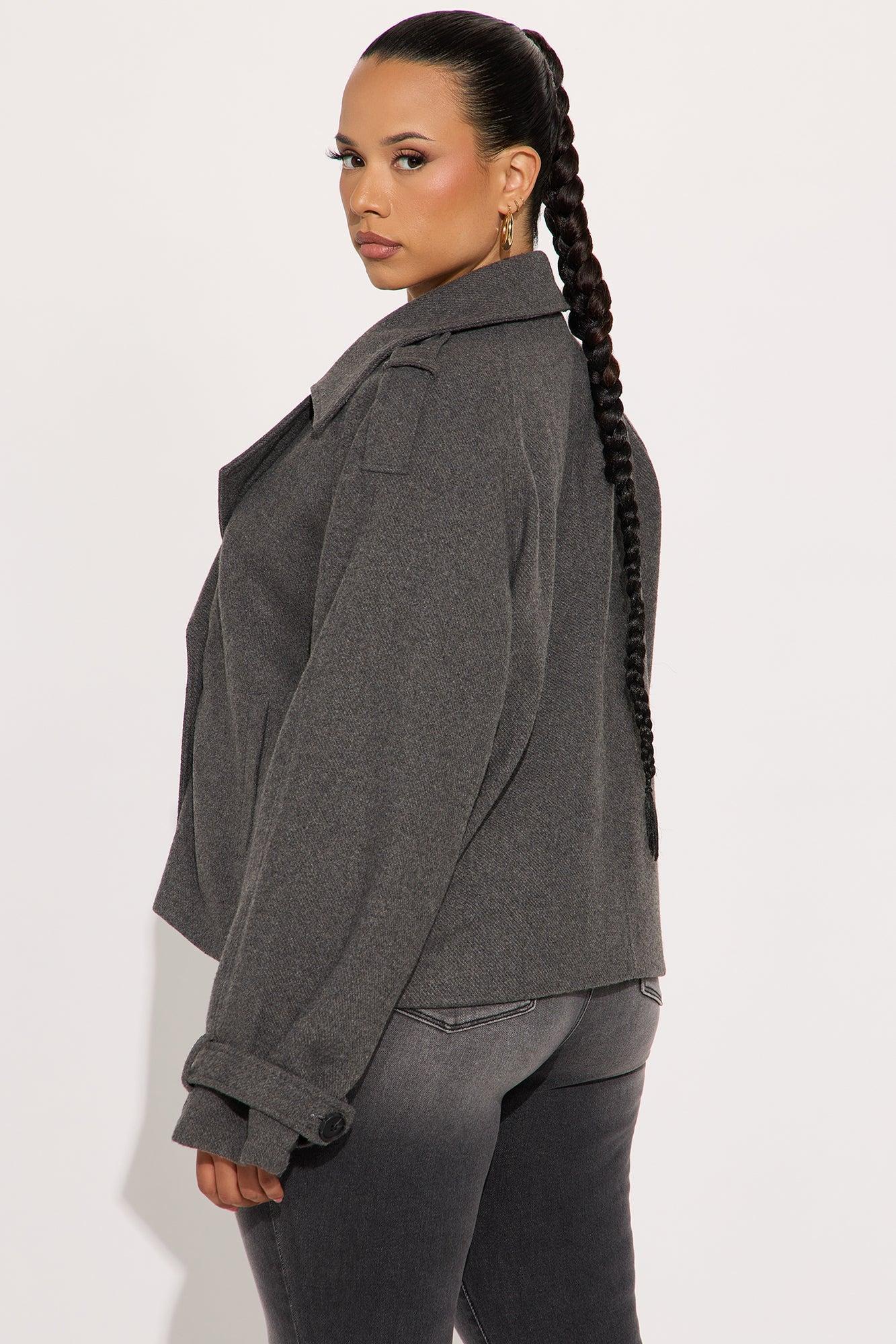 Emily Cropped Trench - Charcoal Female Product Image