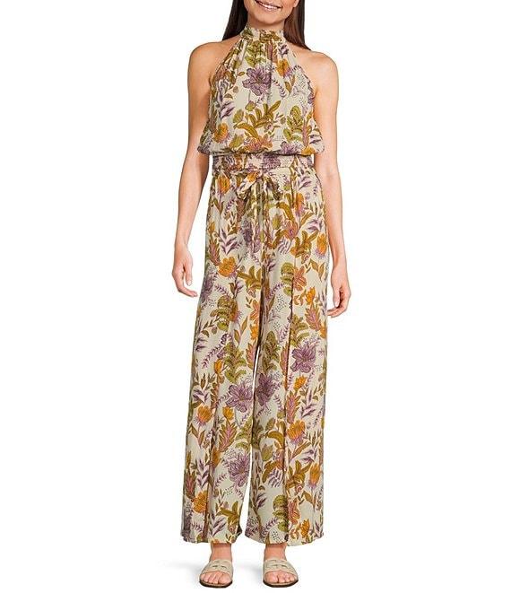 Angie Floral Print Mock Neck Coordinating Sleeveless Top Product Image