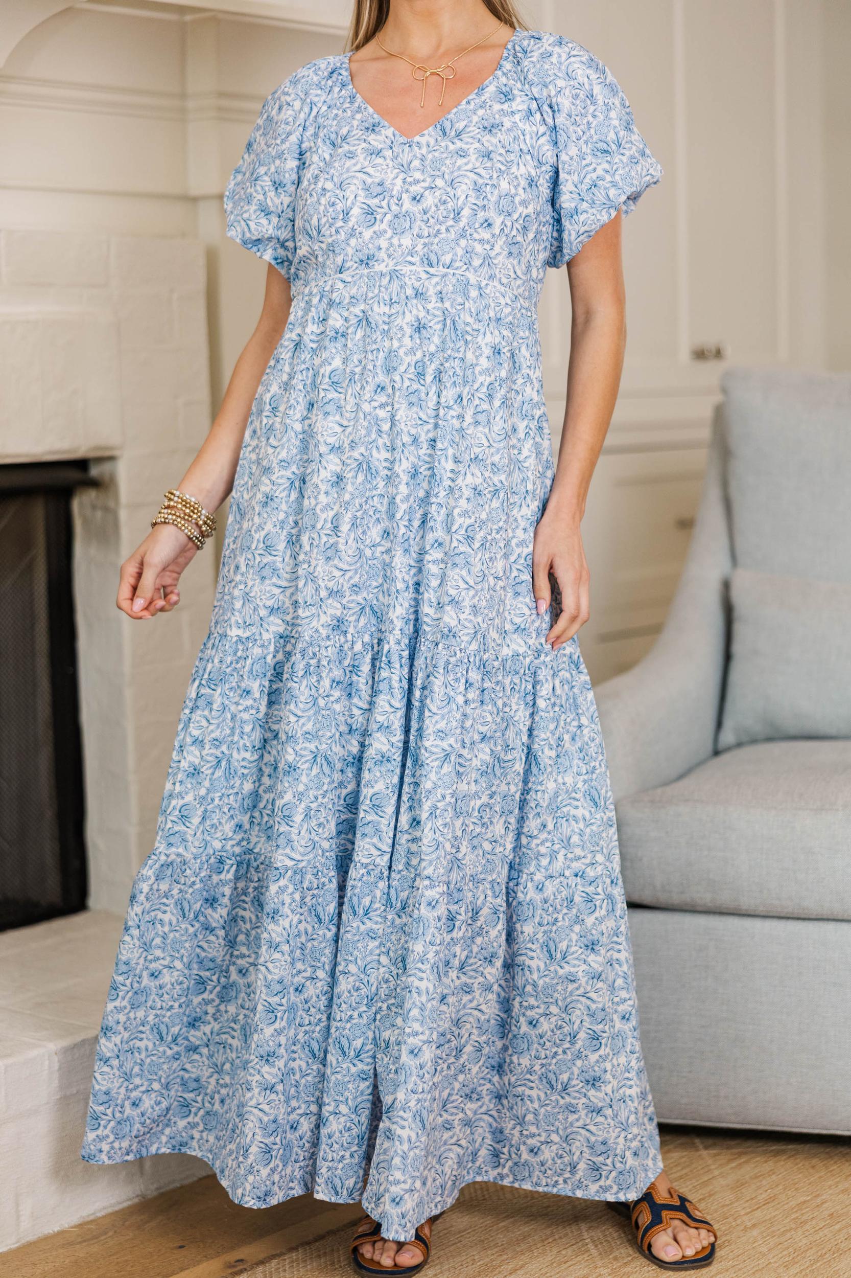 NURSING COLLECTION: Falling In Love Light Blue Toile Maxi Dress Female Product Image