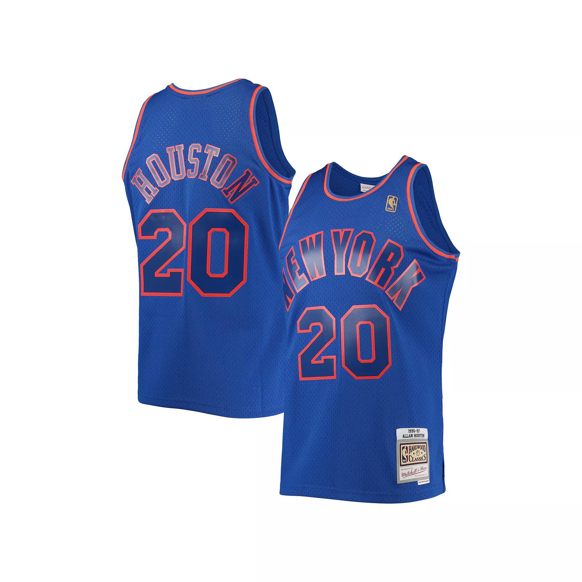 Men's Mitchell & Ness Allan Houston Blue New York Knicks 1996-97 Throwback Dark Swingman Jersey, Size: Small Product Image