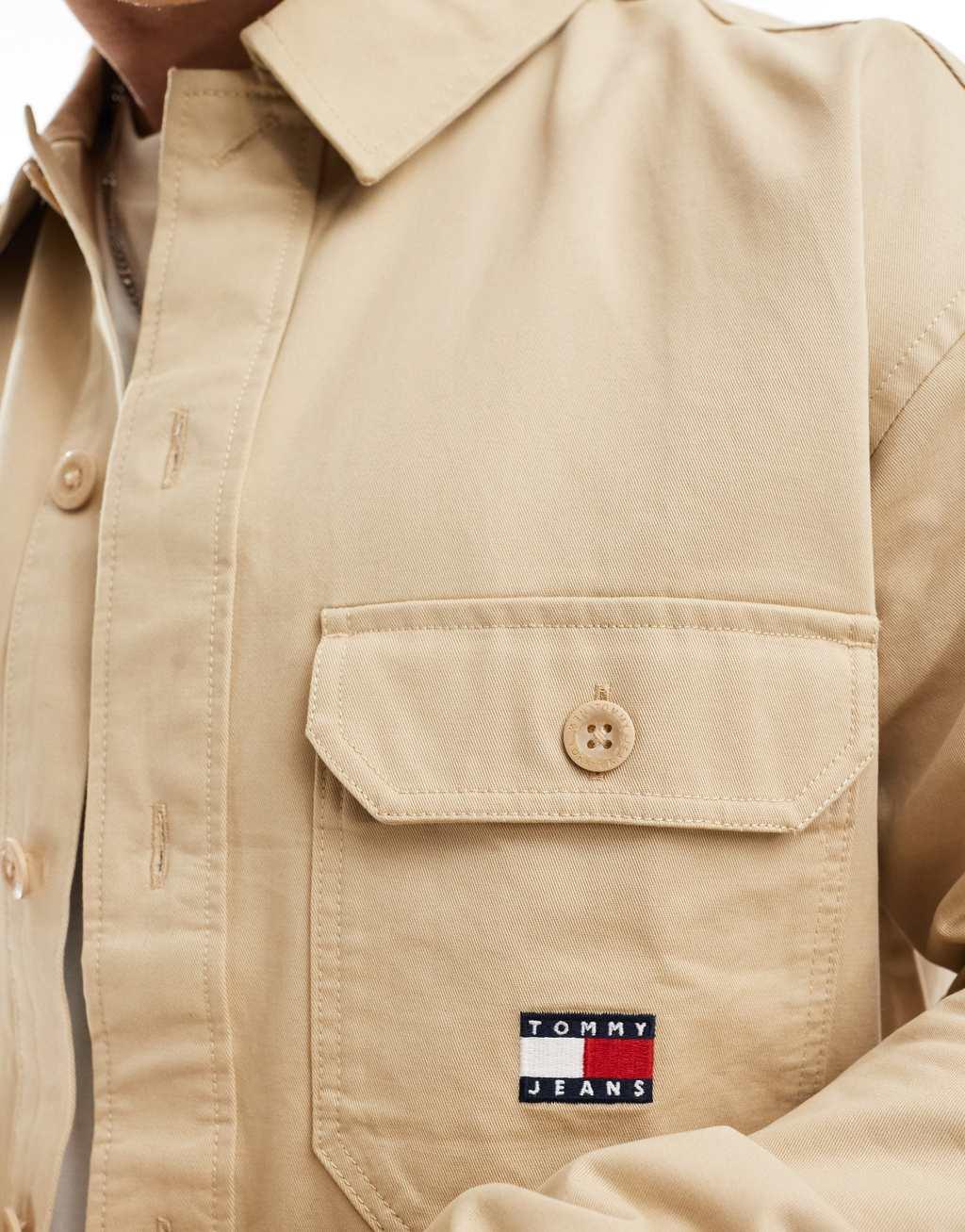 Tommy Jeans essential overshirt in beige Product Image