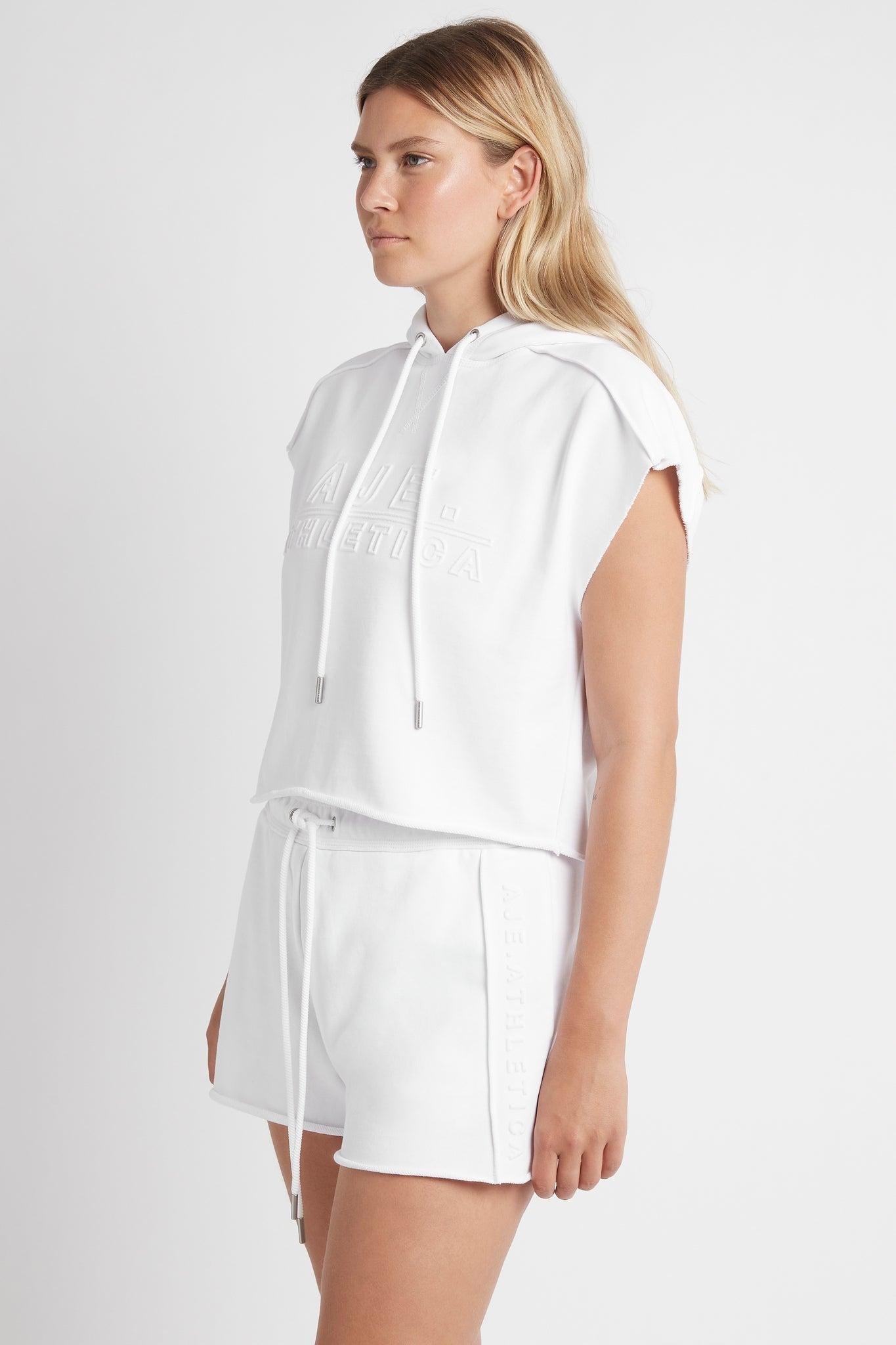 Embossed Classic Short Sleeve Cropped Hoodie 402 Product Image