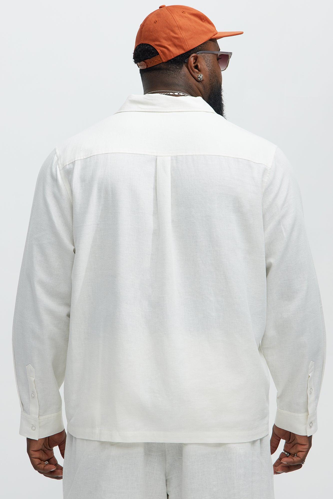 Bahamas Linen Long Sleeve Shirt - White Male Product Image