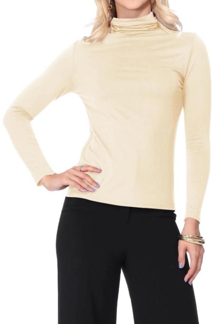 Solid Color Lightweight Mock Neck Turtleneck Sweater Top Product Image