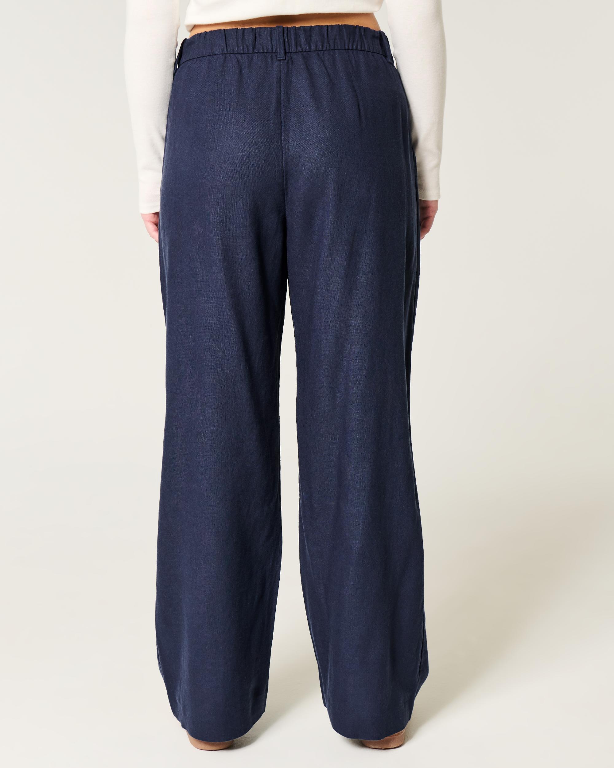 Hollister Livvy Ultra High-Rise Linen-Blend Wide-Leg Pants Product Image