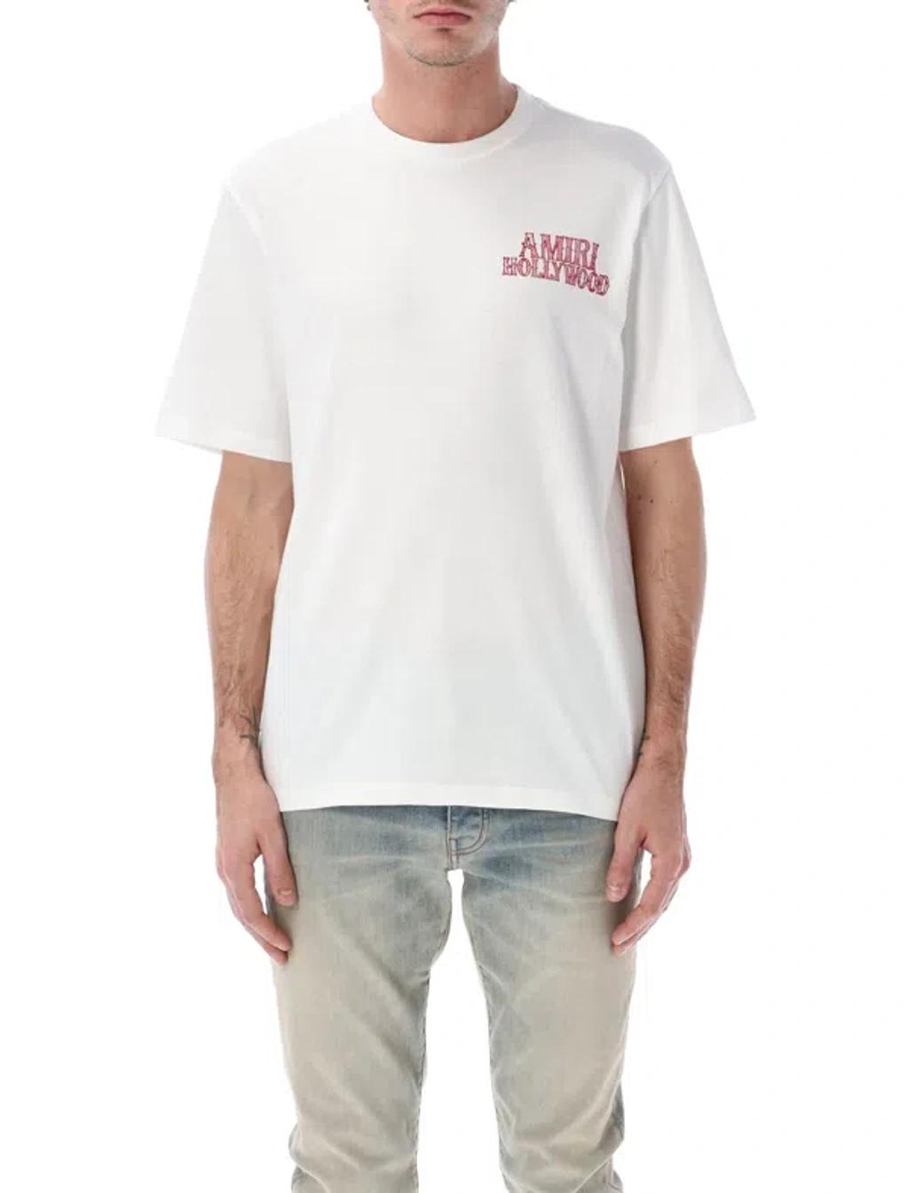 AMIRI Hollywood Oversize Logo Graphic T-shirt In White Product Image