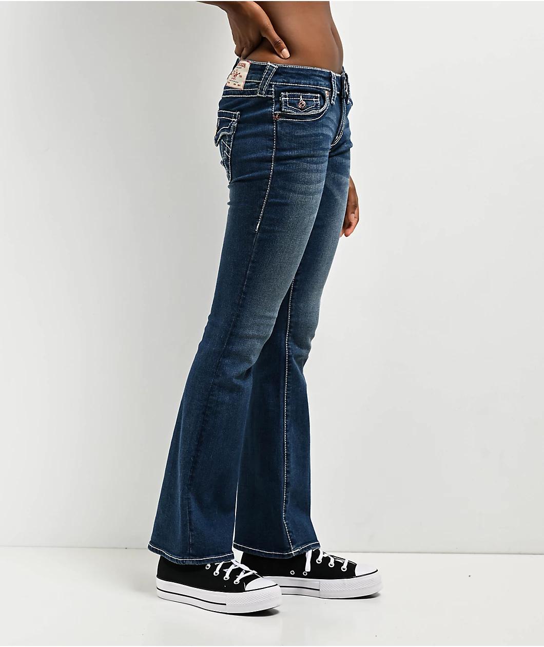 True Religion Becca Low Rise Big T Glowing Moon Bootcut Jeans Product Image