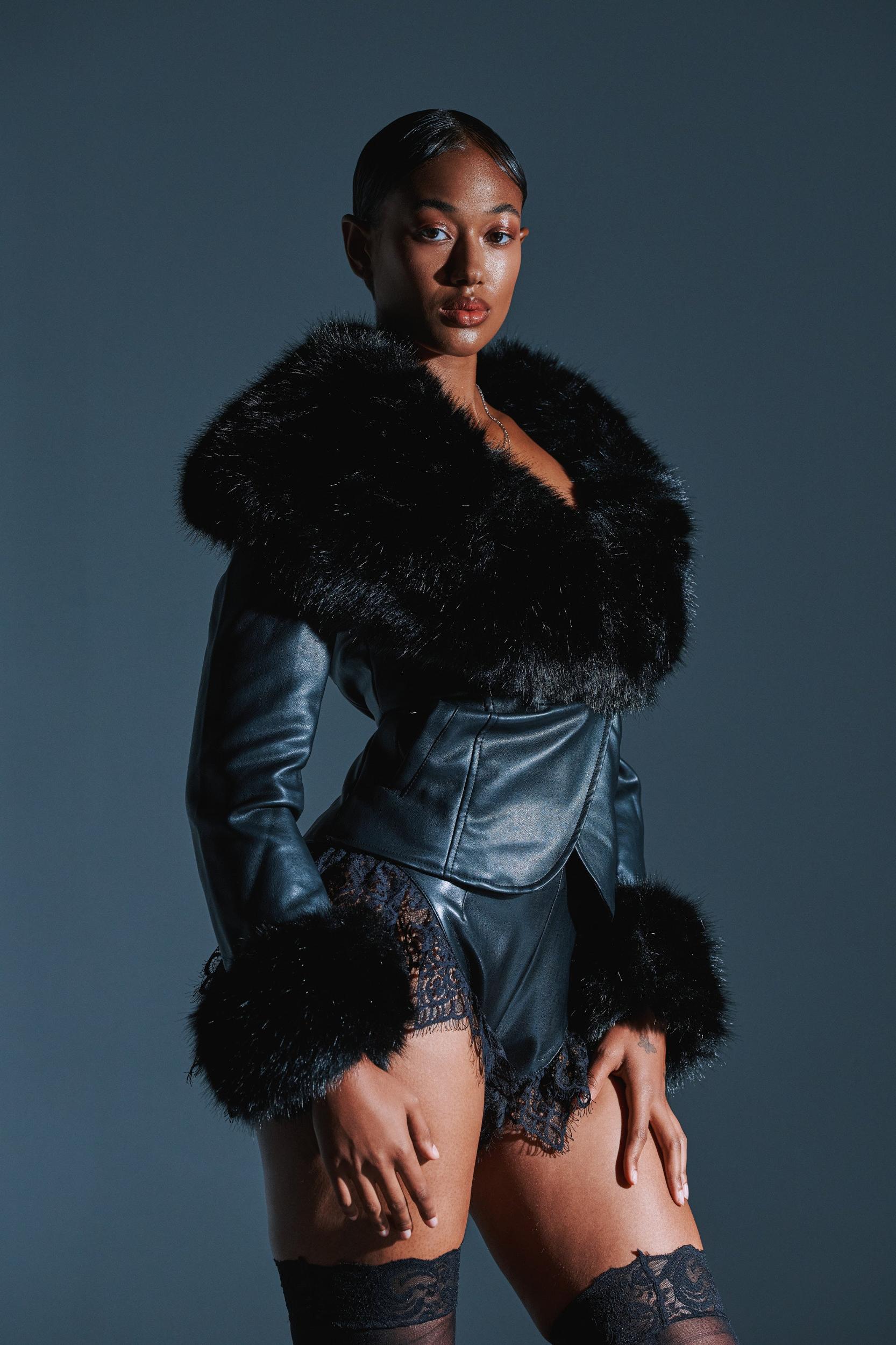 CELESTE FUR TRIM BLAZER Product Image
