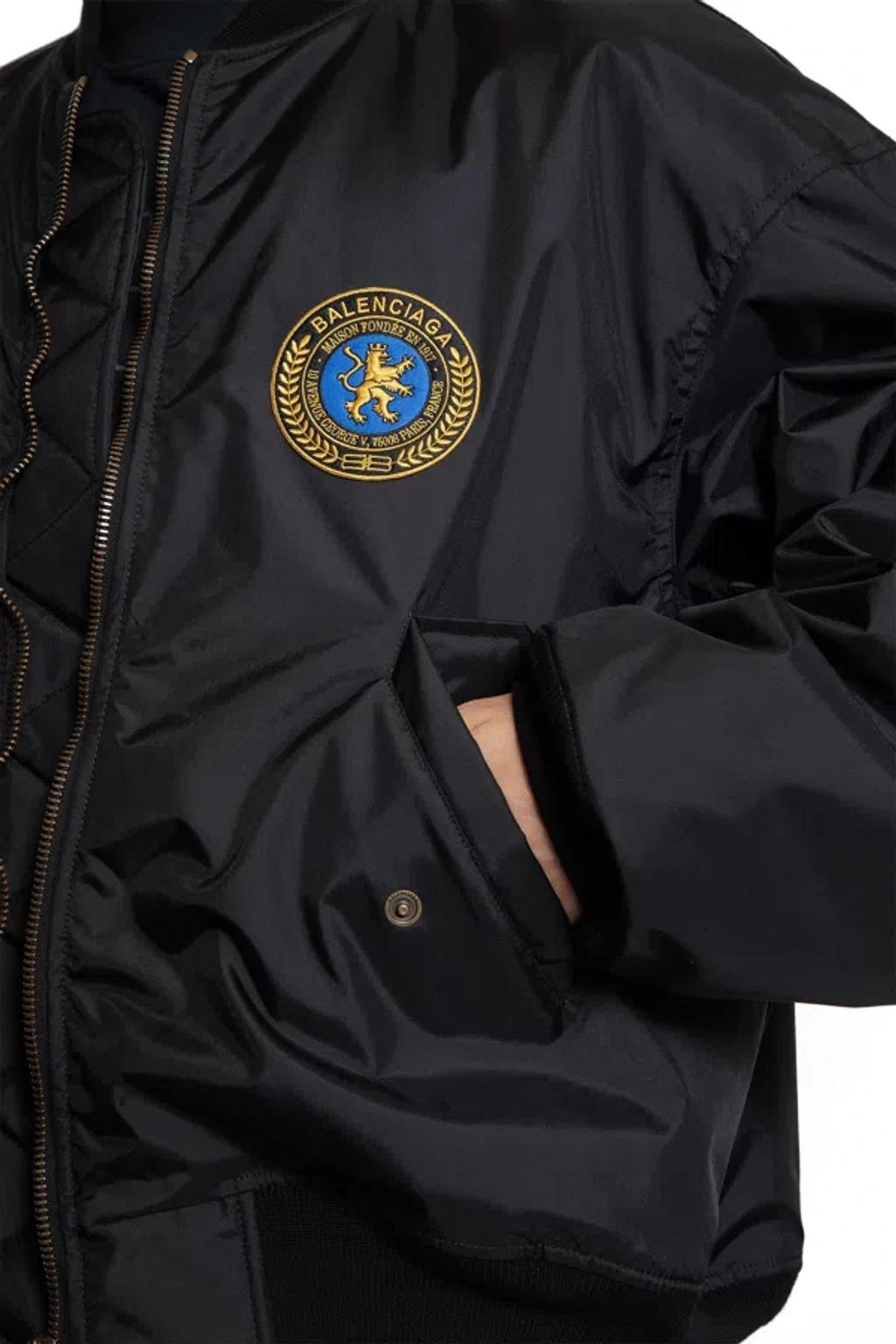 BALENCIAGA Nylon Uniform Merch Large Fit Bomber In Black Product Image