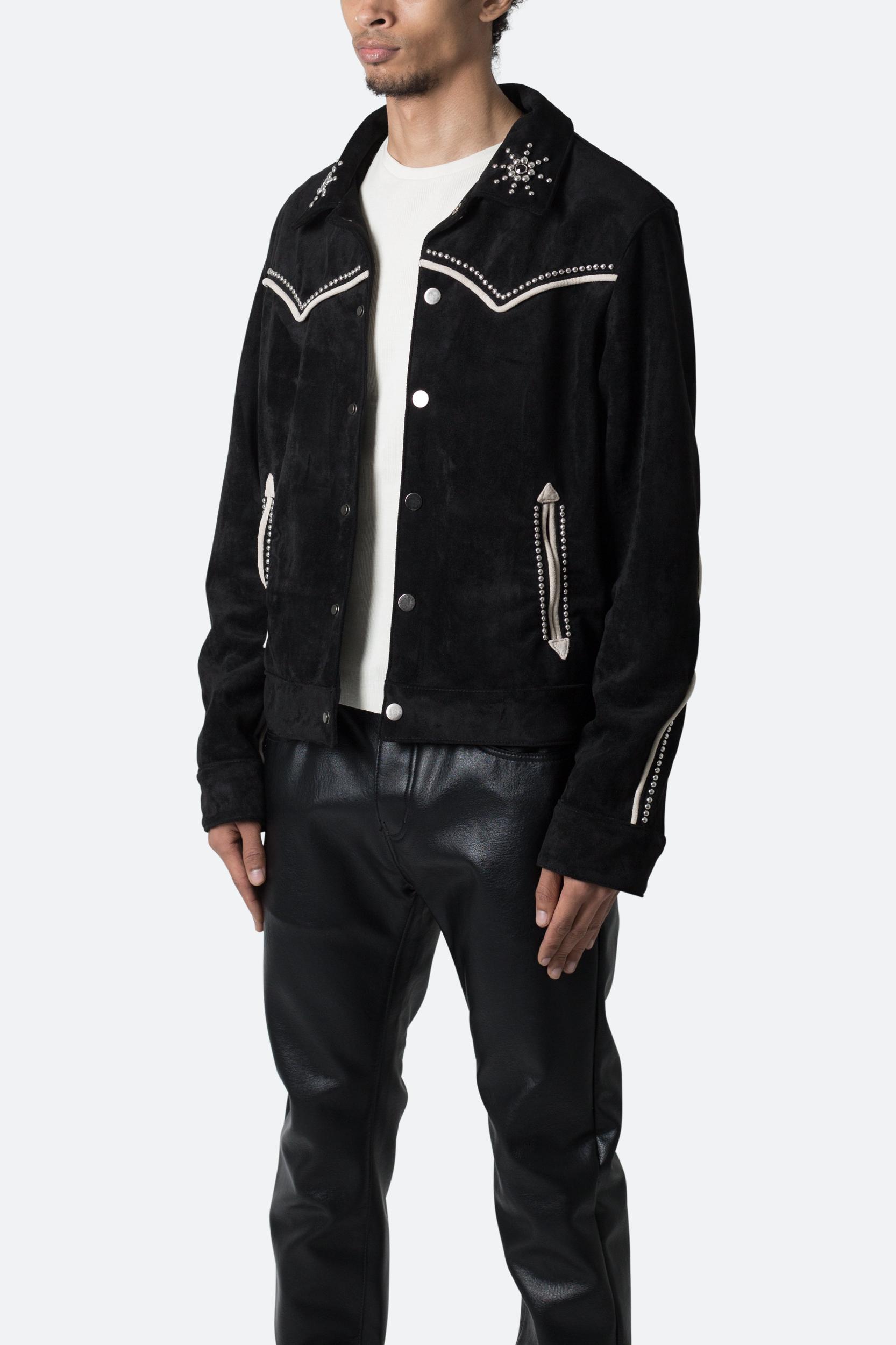 Suede Collared Jacket - Black Product Image