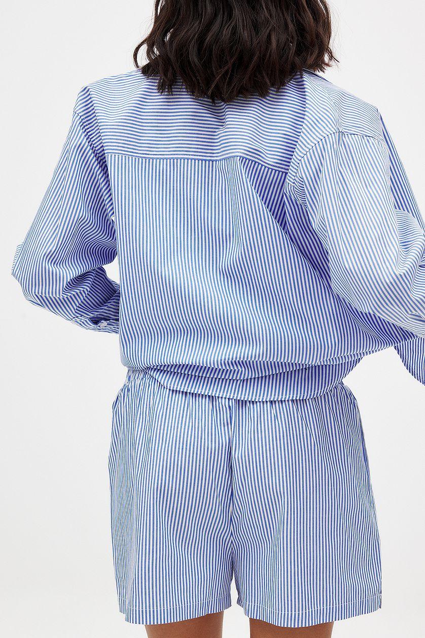 Striped Elastic Waist Cotton Shorts Product Image