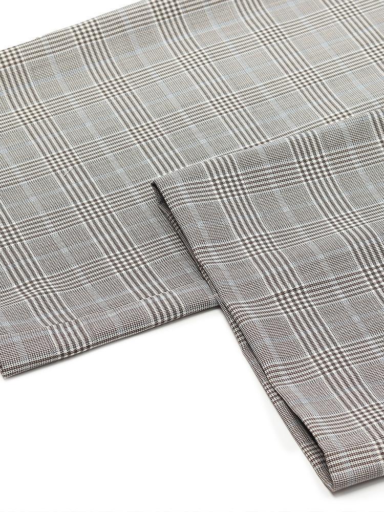 Worsted Wool Plaid Straight Full Length Pants Product Image