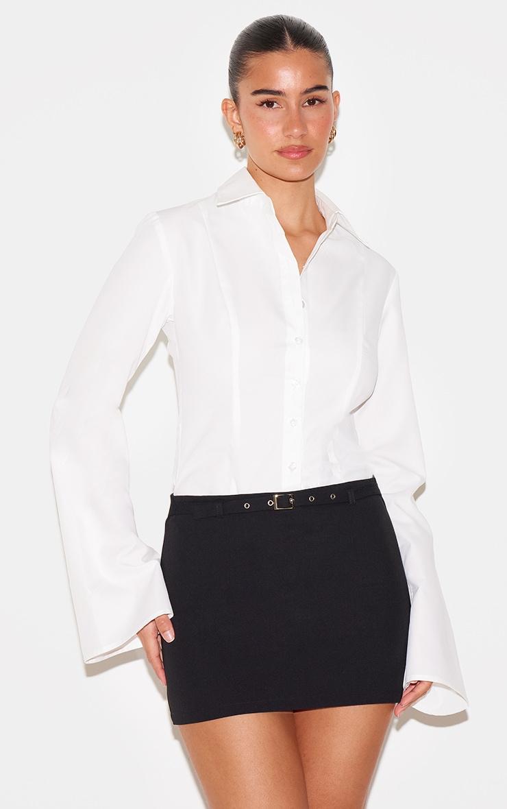 Black Black Thin Belt Detail Tailored Mini Skirt Product Image