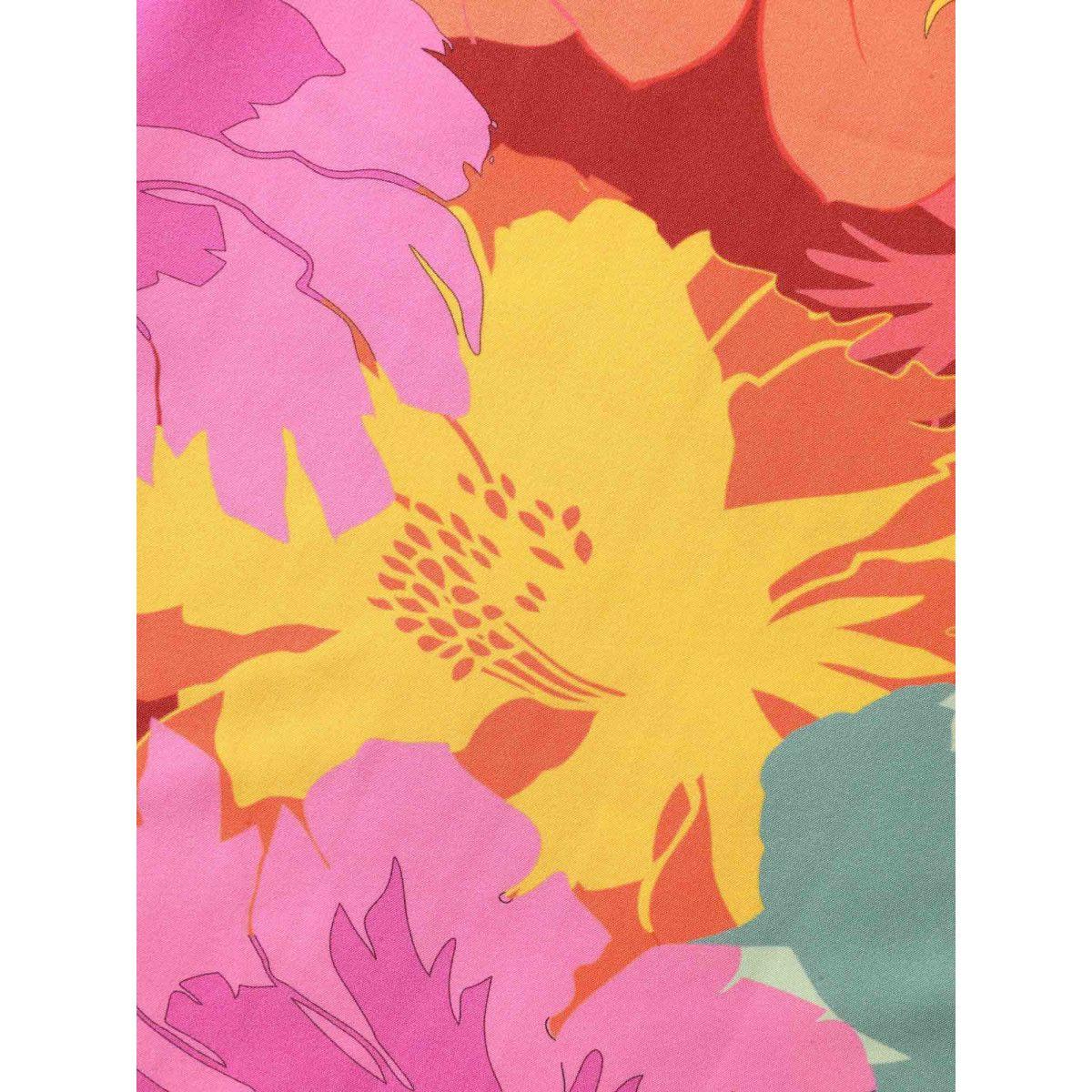 Plus Size Colorful Large Flower Print Pockets Midi Dress Multicolor Women Heart neckline Cap Sleeve Curvy BloomChic 30/6X Product Image