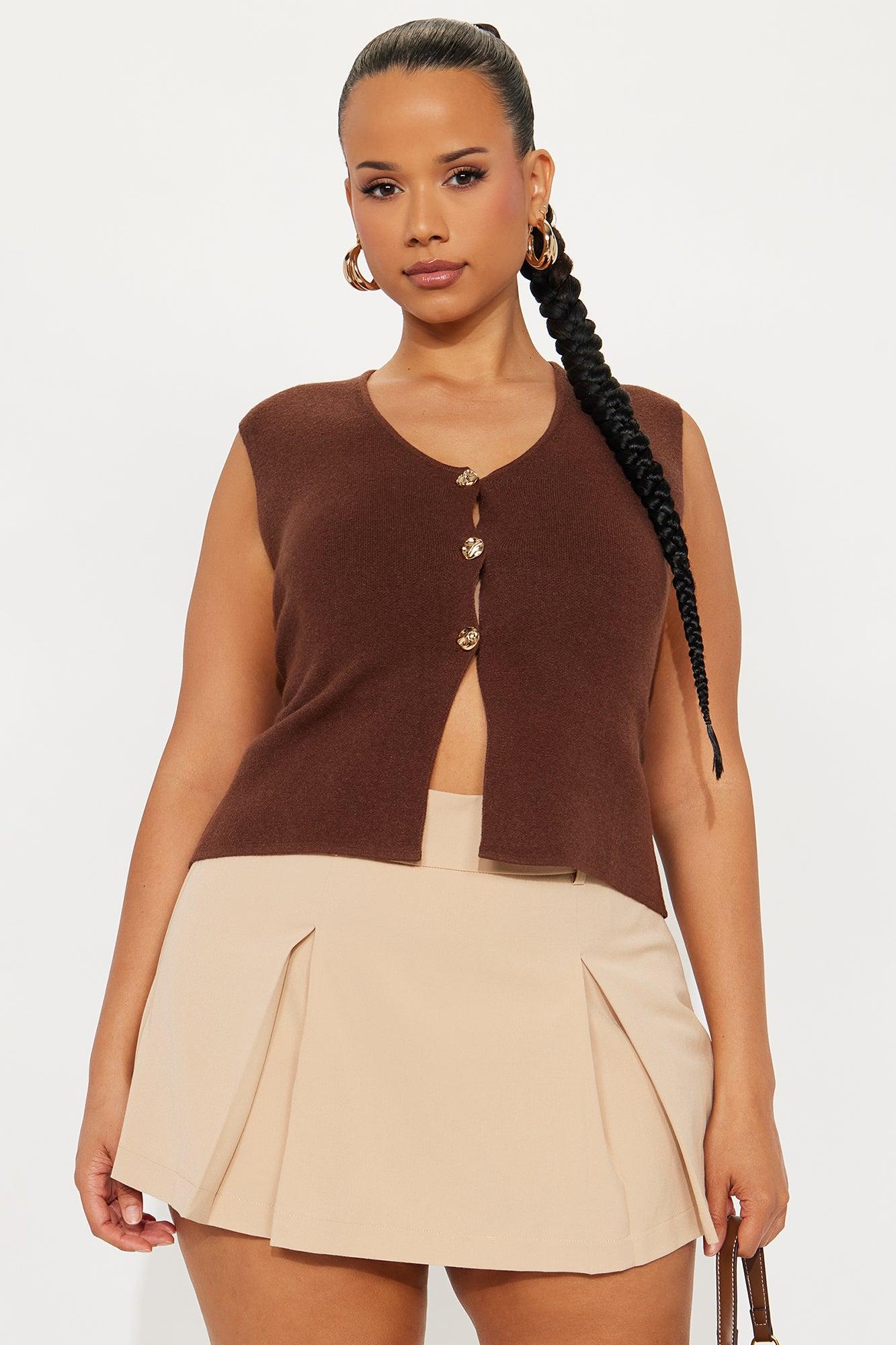 Look Closer Hardware Vest - Brown Female Product Image