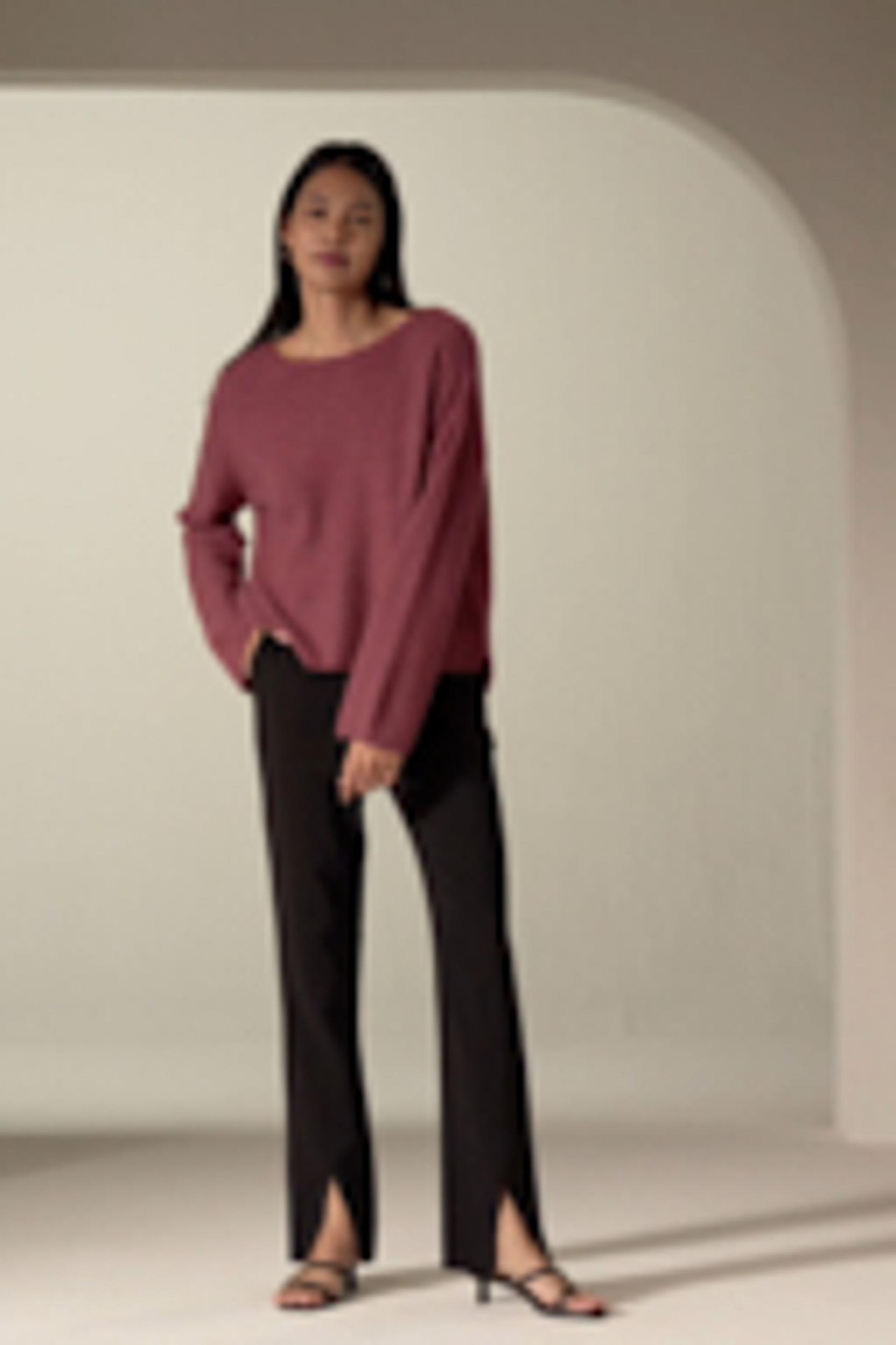Relaxed Fit Drop-Shoulder Silk Cashmere Blend Sweatshirt Product Image
