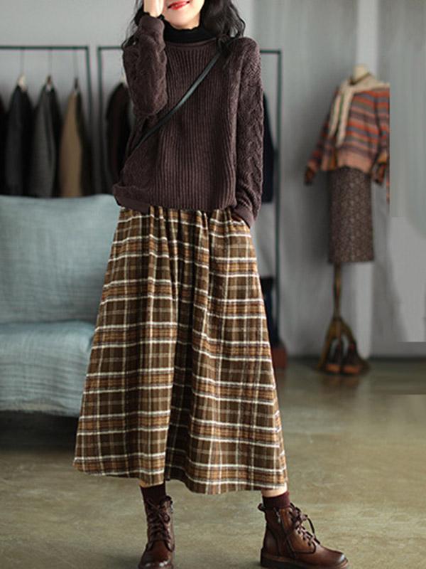 Artistic Retro Plaid A-Line Skirt Product Image