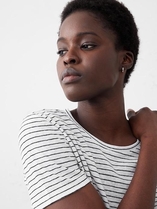 Linen-Blend Crew-Neck Top Product Image