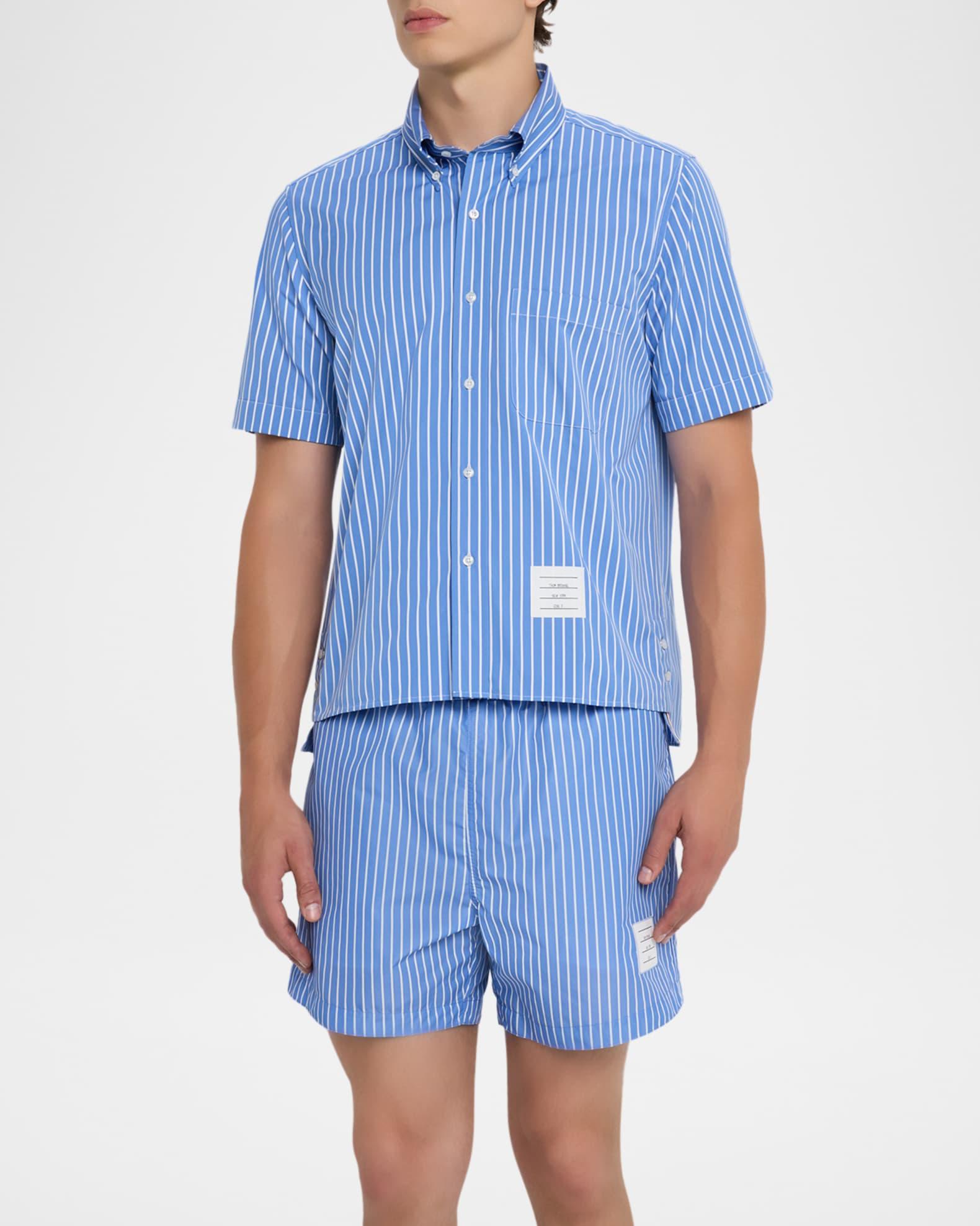 Men's Poplin Pinstripe Pocket Short-Sleeve Shirt Product Image