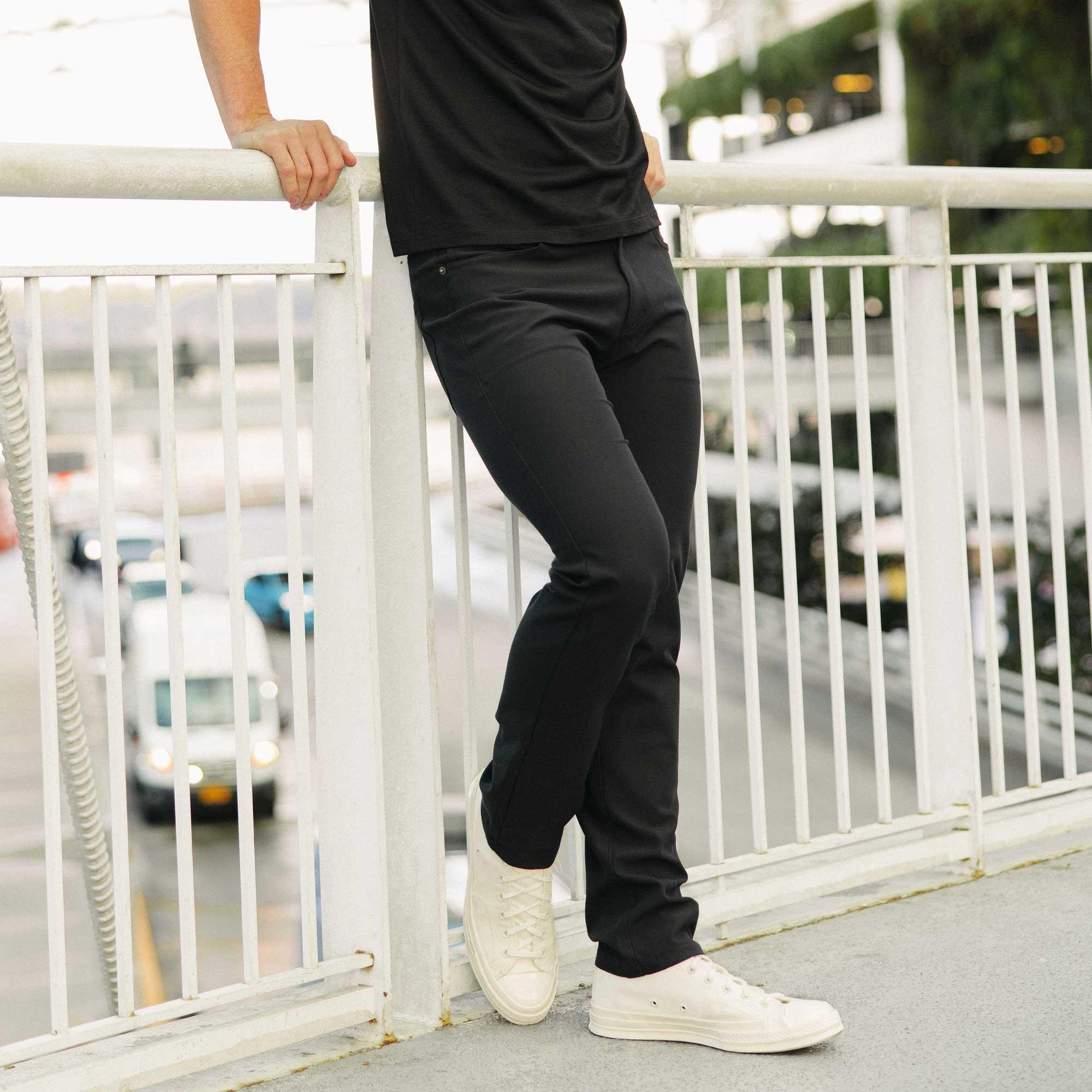 Merino Wool Stretch Canvas 5-Pocket Pant | Black Product Image