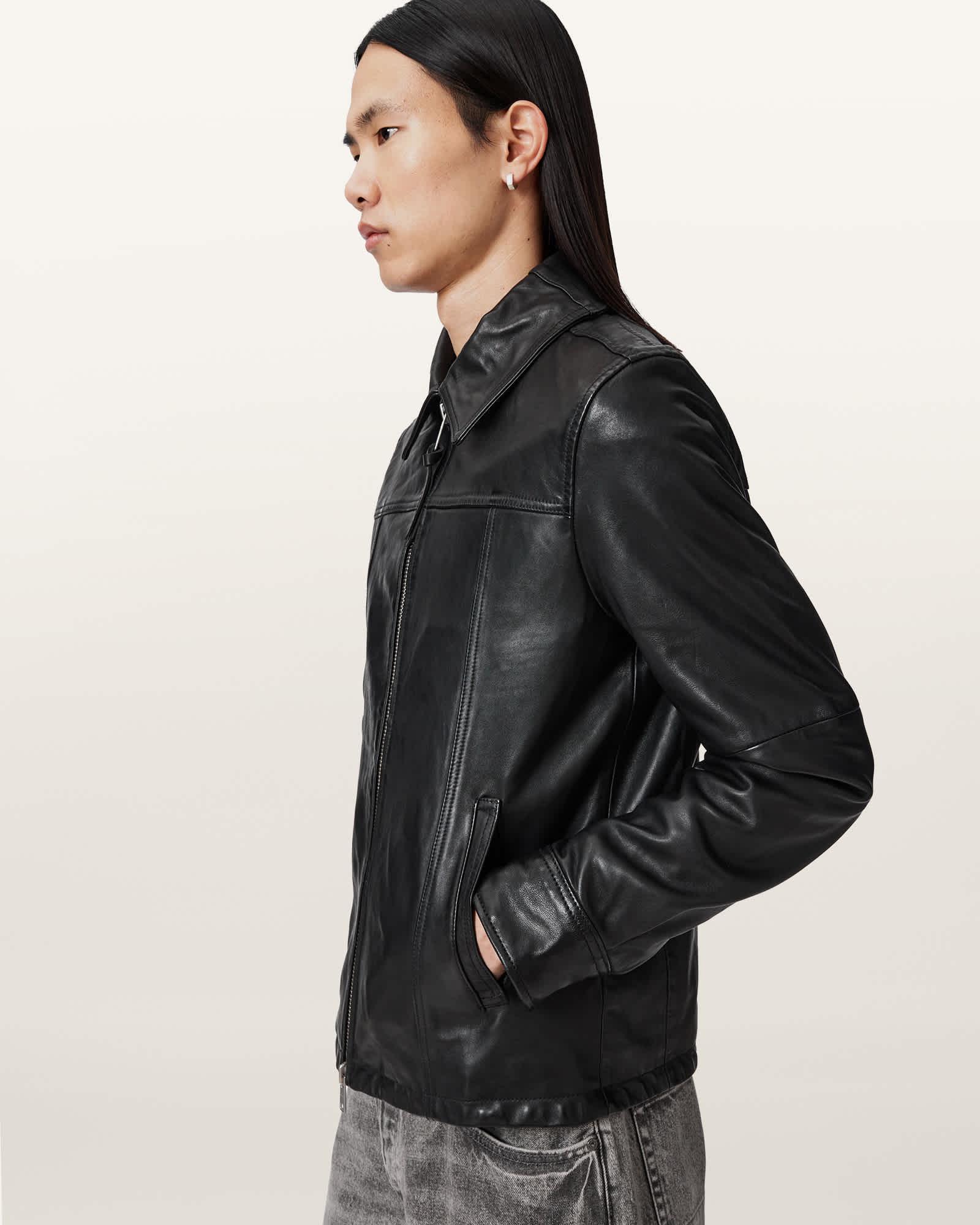 Repurpose Tailored Leather Jacket Black | ALLSAINTS US Product Image
