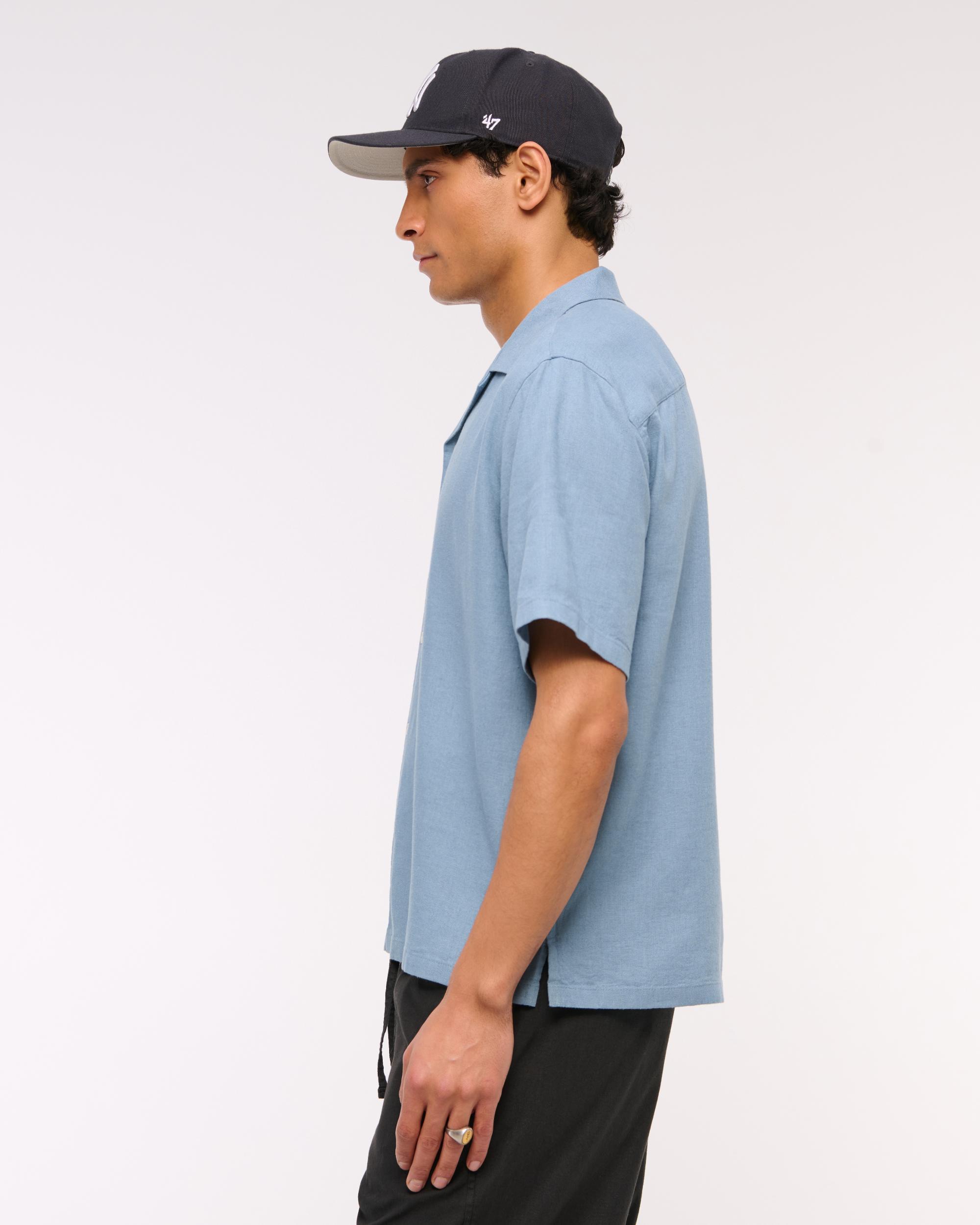 Camp Collar Summer Linen-Blend Shirt Product Image