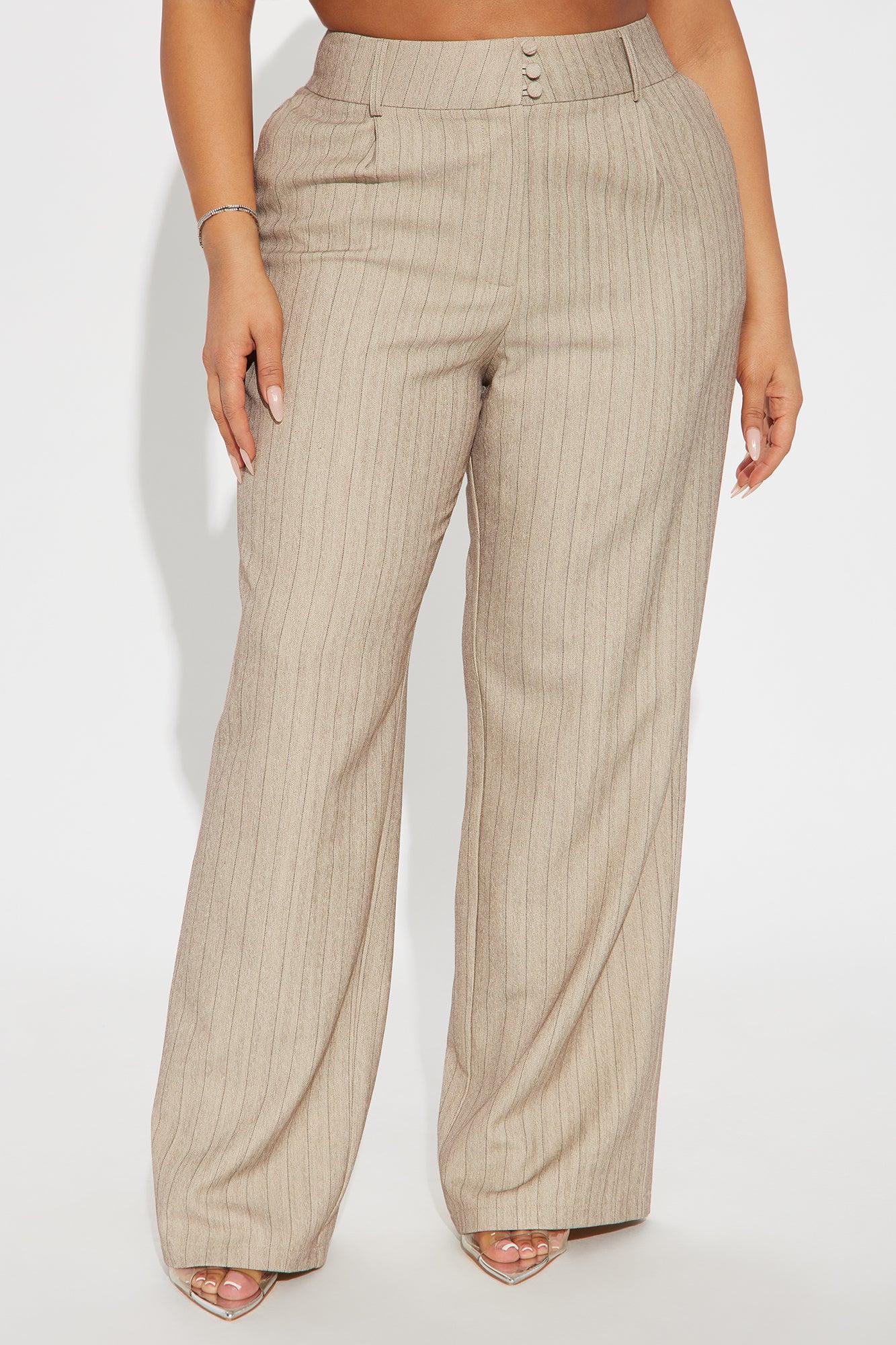 Office Meeting Pinstripe Trouser - Tan Product Image