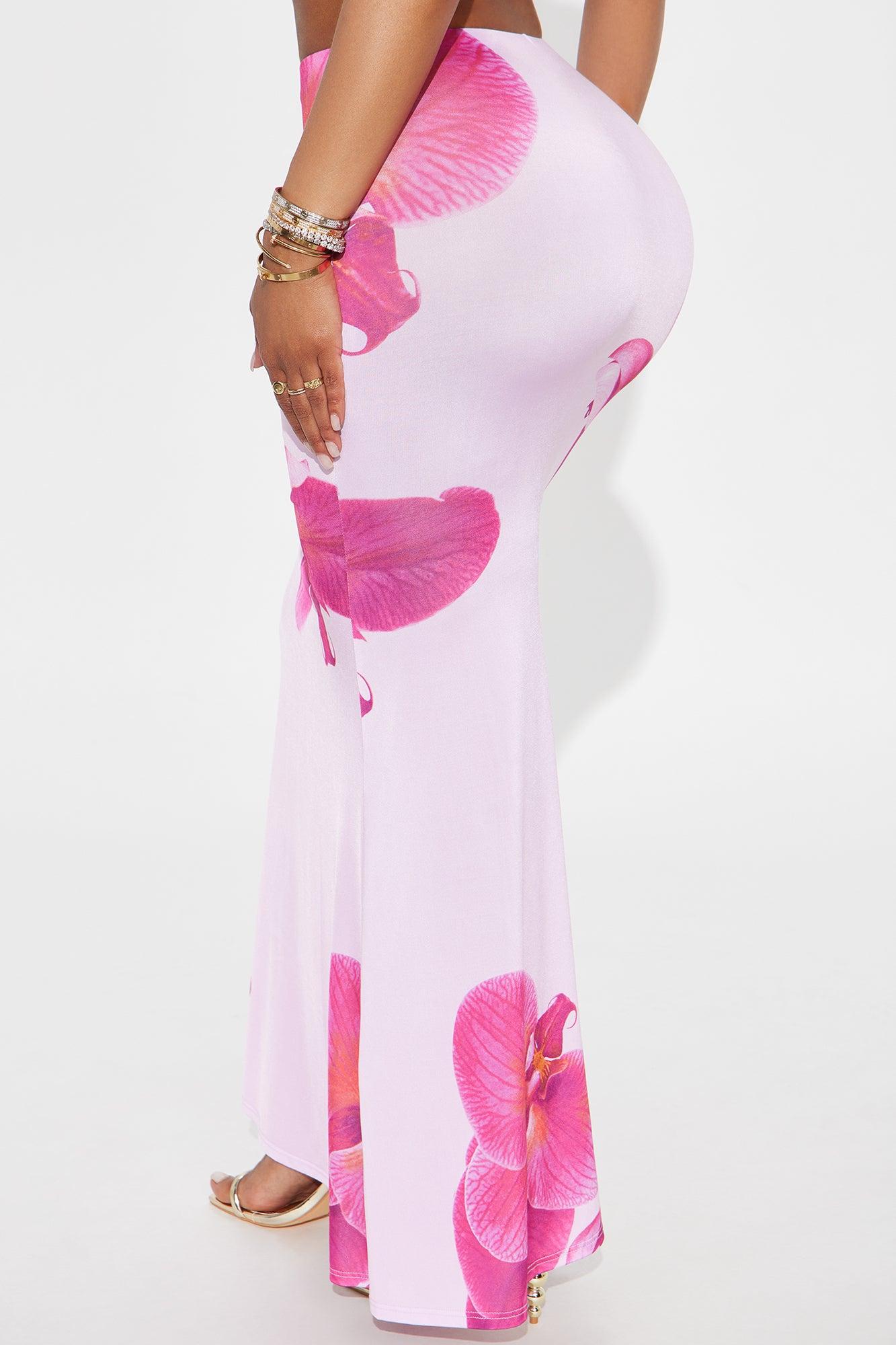 Liliana Floral Satin Maxi Skirt - Pink/combo Female Product Image