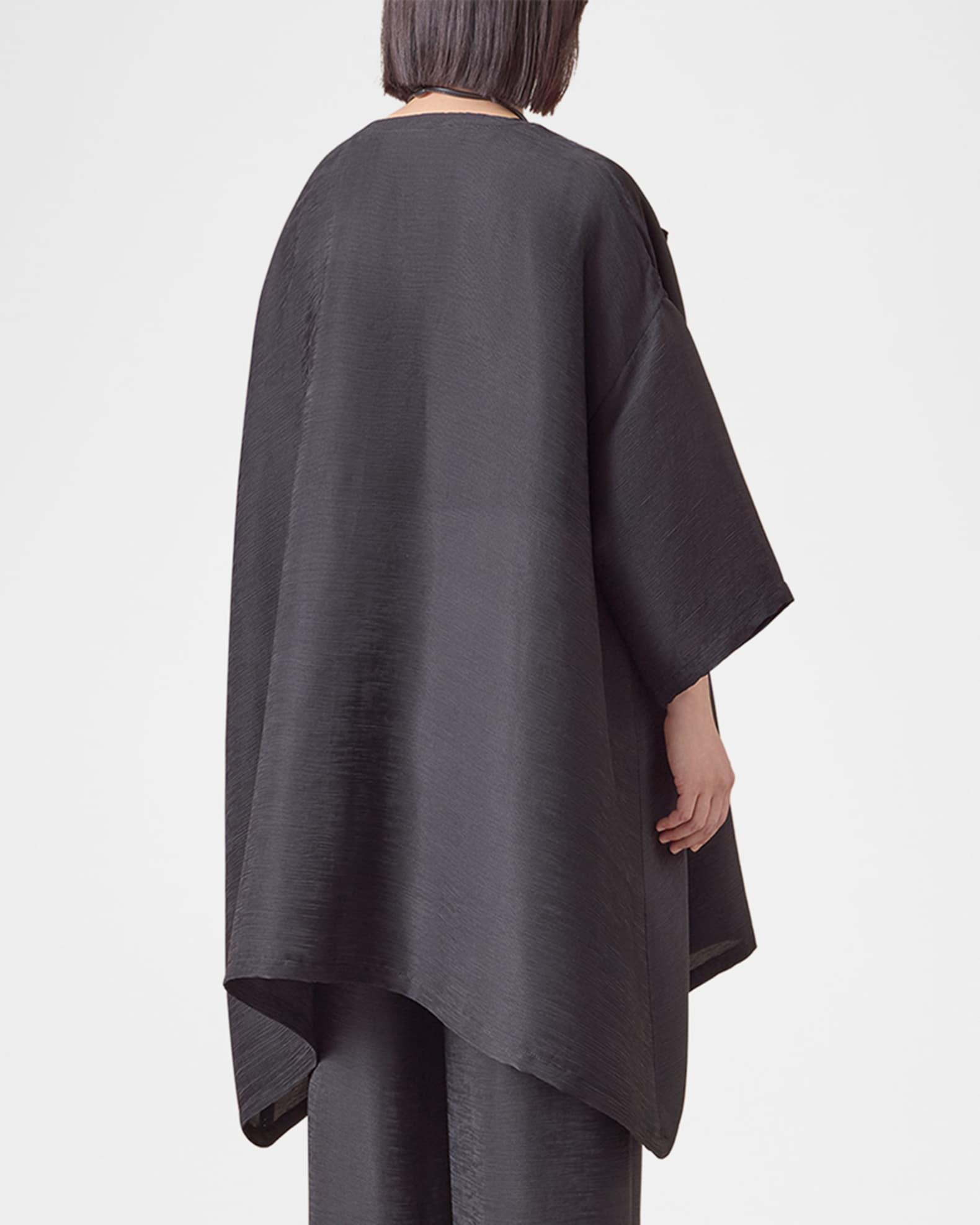 Silk Plisse Wide A-Line Jacket Coat (Long Plus Length) Product Image