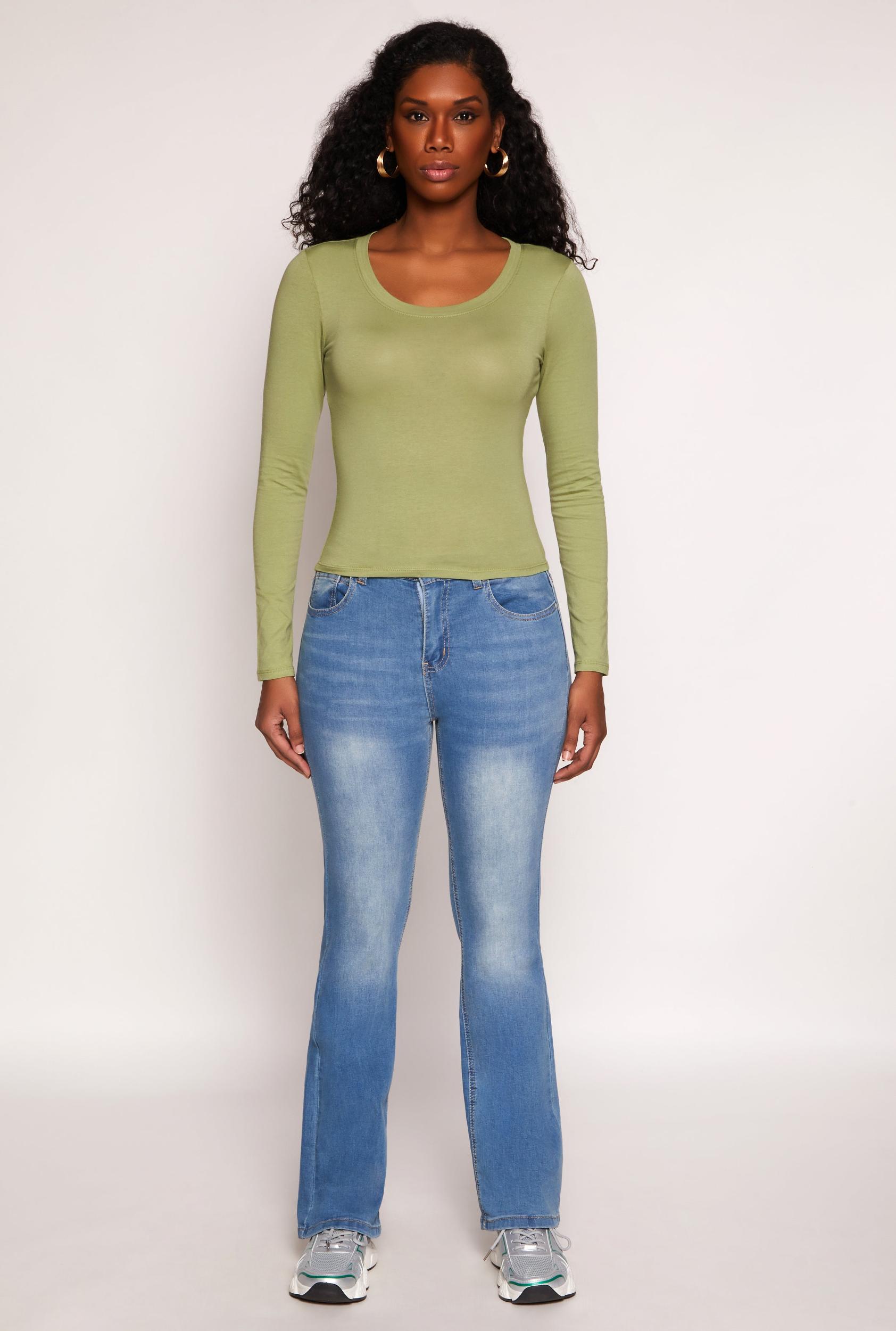 Womens Basic Scoop Neck Long Sleeve Top Product Image