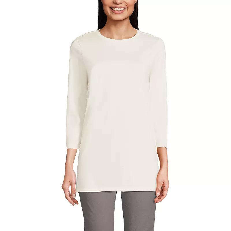 Women's Lands' End Supima Cotton Crewneck Tunic, Size: XL, Fresh Ivory Product Image