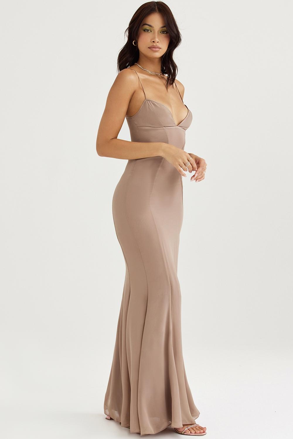 Loren  latte corset maxi dress Product Image
