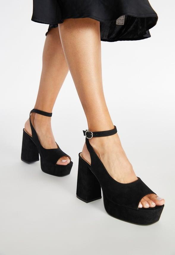 JustFab Margaux Platform Loafer Pump Womens Black/ White Size 8.5 Product Image