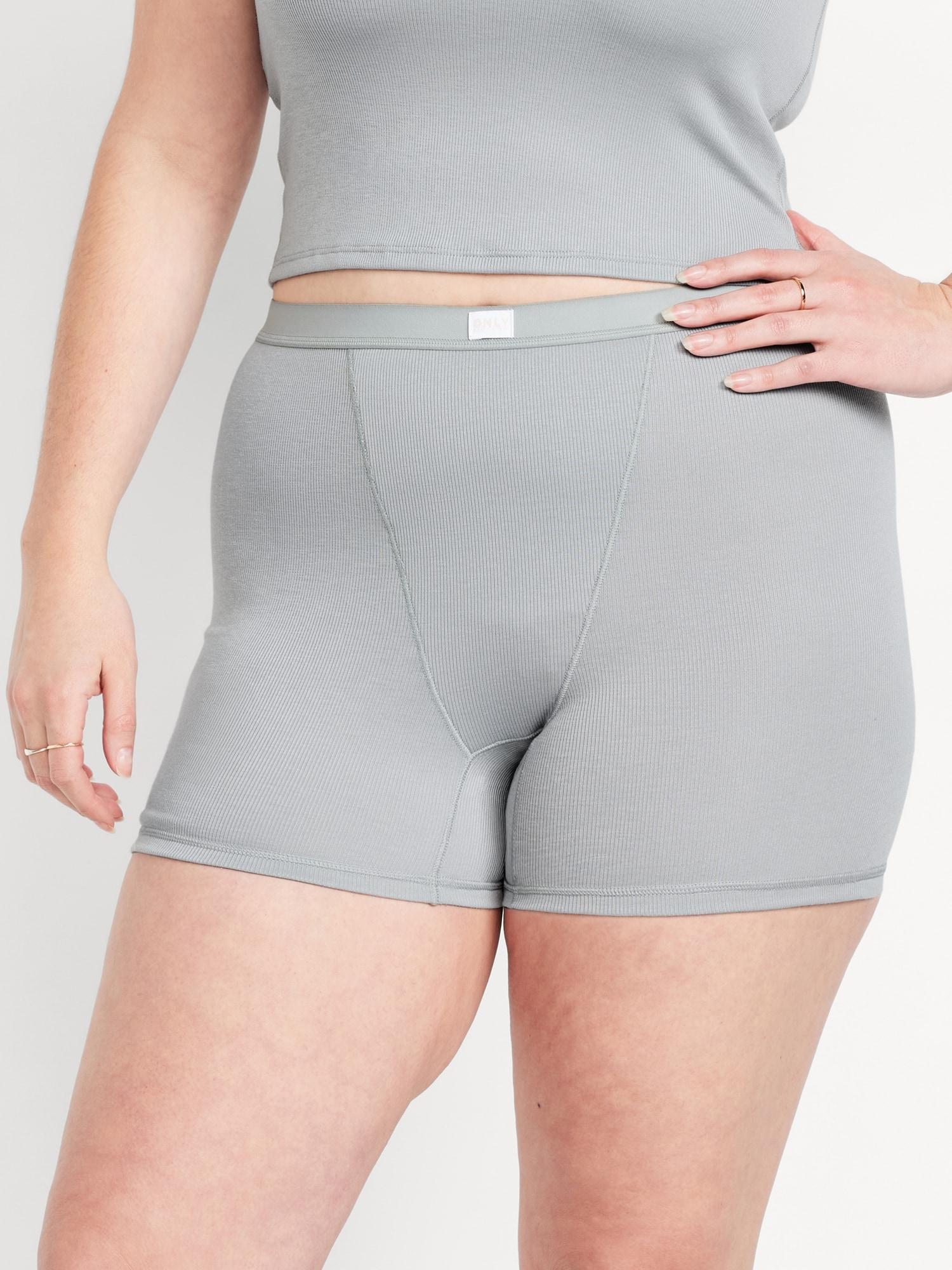 High-Waisted Ribbed Boyshort Briefs -- 3-inch inseam Product Image