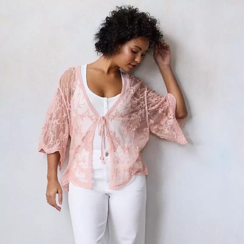 Women's LC Lauren Conrad Lace Tie-Front Cape, Ballerina Dance Product Image