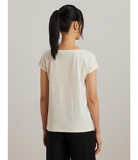 Lauren Ralph Lauren Jersey Knit Boat Neck Short Sleeve Tee Product Image