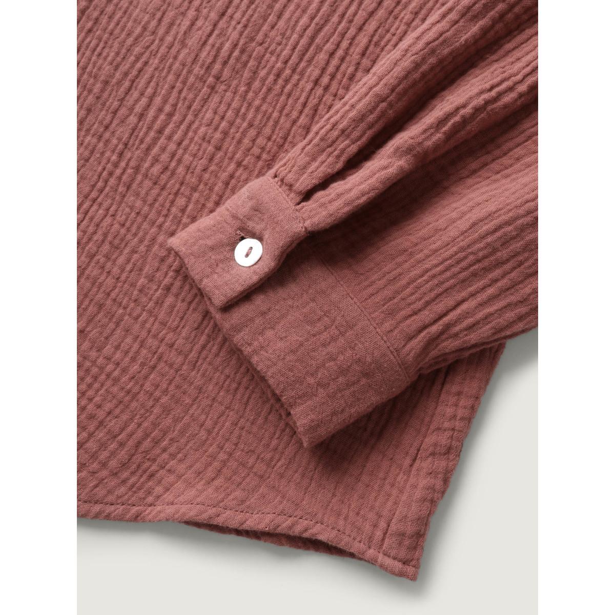 Plus Size Pure Cotton Long Button Down Jacket Women Rust Texture Loose Patch pocket Vacation Jackets BloomChic 30/6X Product Image