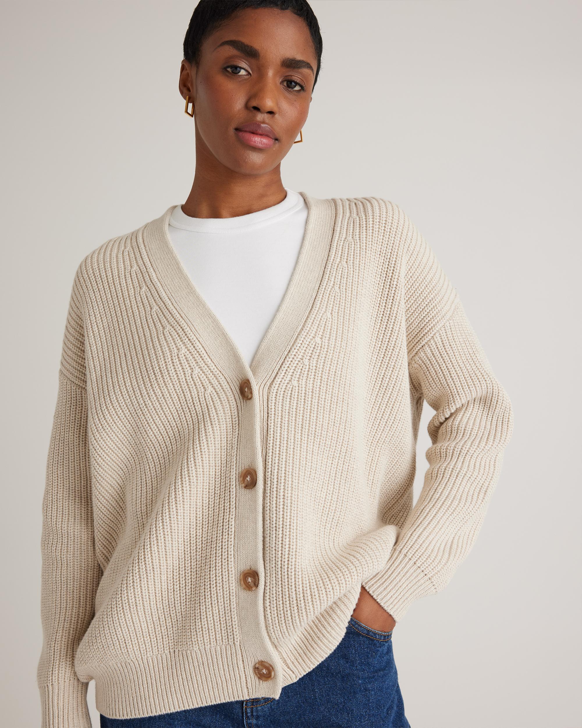 Quince | Women's Oversized Boyfriend Cardigan Sweater Organic Cotton Product Image